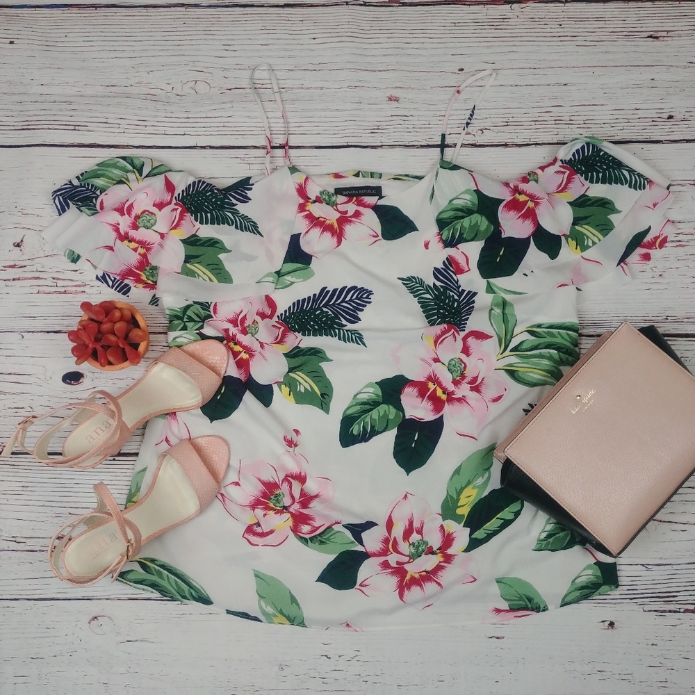 Floral Cold Shoulder Banana Republic Blouse